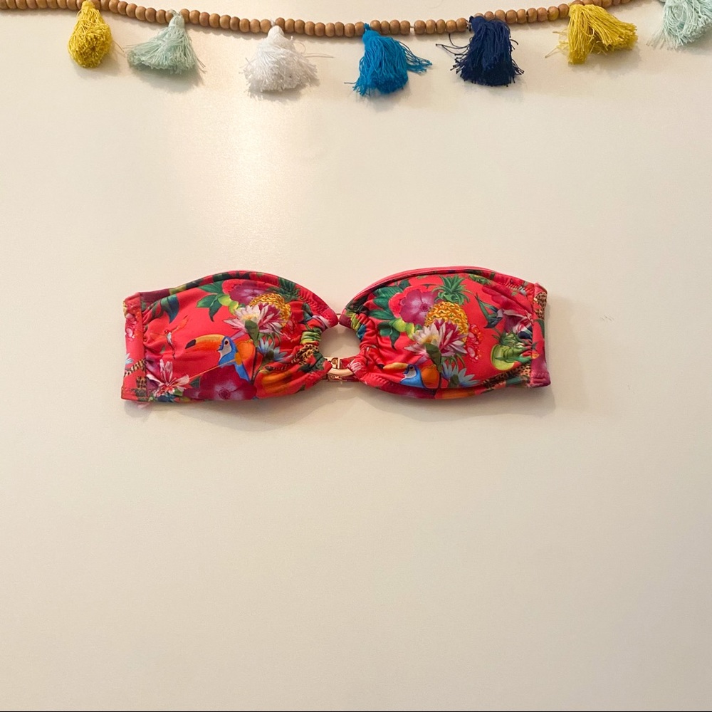 H&M floral bandeau pink bikini top